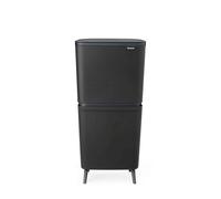 Brabantia SortUp Hi 10+10+25L Cubo de basura cocina (Dark Grey), papelera reciclaje con cubos extraíbles, cubo de basura reciclaje alto y estrecho, con tapa de cierre suave