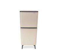 Brabantia SortUp Hi 20+25L Cubo de basura cocina (Soft Beige), cubo de basura reciclaje con 2 compartimentos extraíbles, papelera reciclaje con tapa de cierre suave, modelo alto y estrecho