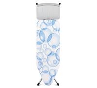 Brabantia - Mesa de Planchar C - con Soporte Sólido Unidad de Vapor - PerfectFlow de Triple Capa - Universal Ajustable - para Diestros y Zurdos - Plegable - Bubbles - 124x45 cm