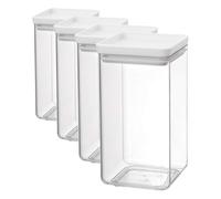 Brabantia tasty + bote apilable cuadrado de plástico transparente, 1.6 l, tapa light grey (Paquete de 4)