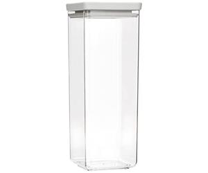Brabantia tasty + bote apilable cuadrado de plástico transparente, 2.5L, tapa light grey