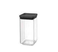 Brabantia Tasty Más Bote apilable Cuadrado de plástico Transparente, Tapa Gris oscuro, 1.6 L (Paquete de 6)