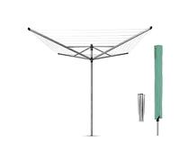 Brabantia - Tendedero Rotary Lift-O-Matic - con Soporte para jardín - Ajustarlo fácilmente a tu Altura - Cuerdas resisitentes a los Rayos UV - Antideslizantes - Metallic Gris - 60m
