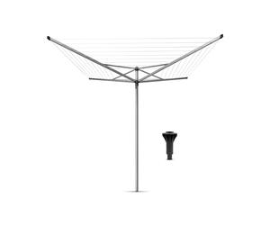 Brabantia - Tendedero Rotary Topspinner - con Soporte de hormigón - Sistema Tipo Paraguas - Cuerdas resisitentes a los Rayos UV - Antideslizantes - Gira con Facilidad - Metallic Gris - 40m