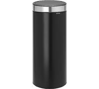 Brabantia Touch Bin Cubo de Basura, 30L, Anti-Huellas, Tapa Acero Mate, Inoxidable, Negro, 32 x 29.5 x 72 cm