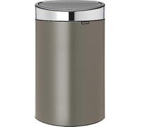 Brabantia Touch Bin Cubo de Basura, Stainless Steel, Platinum y Tapa Acero Mate, 40L