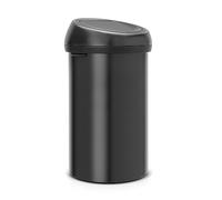 Brabantia Touch Bin Cubo de Basura, Tapa Extraíble, Matt Black, 60L | Capacidad XXL, Para Cocina, de Acero Inoxidable, Apertura Grande Soft Touch, Fácil de Limpiar, Bolsas Incluidas (Código H)