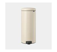 Brabantia Treteimer Newicon 30 L, Cubo de Basura con Pedal, Redondo, Beige, 29.3 cm de Diámetro, Capacidad 30 Litros