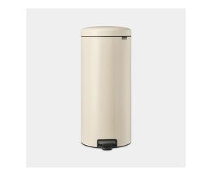 Brabantia Treteimer Newicon 30 L, Cubo de Basura con Pedal, Redondo, Beige, 29.3 cm de Diámetro, Capacidad 30 Litros
