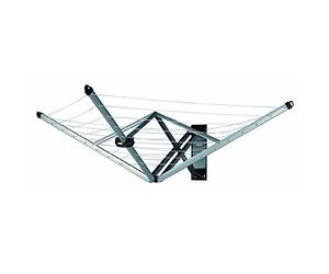 Brabantia WallFix Tendedero de Pared con Funda, Metallic Grey, 24 m | Plegable y Retráctil, Con Soportes de Pared y Plantilla de Perforación, Incluye Funda Resistente a la Intemperie