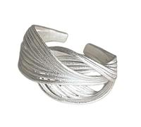 BRABOSTON Anillos de banda abierta ajustables, elegantes anillos abiertos mate para mujer con tamaño flexible y patrón de línea distintivo, joyería minimalista