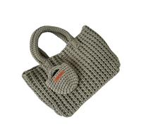 BRABOSTON Bolso de ganchillo hecho a mano de hilo suave, práctico bolso de punto elegante con asa superior para añadir moda a cualquier atuendo de calle, Verde frijol, One Size