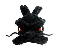 BRABOSTON Bonito sombrero chino Loong para niñas, sombreros para adolescentes, sombrero de pescador de ganchillo suave chino de buena suerte, tejido a mano, Negro, Talla única
