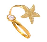 BRABOSTON Brazalete ajustable con apertura flexible en la parte superior del brazo con perlas irregulares, joyería inspirada en la costa