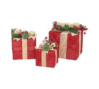 BRABOSTON Caja de regalo de decoración navideña con lazo, 3 cajas de Navidad, regalo para interiores y exteriores, fiesta bajo el árbol, regalos para mujeres
