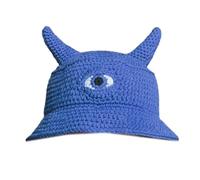 BRABOSTON Gorro de punto con cuernos de diablo de un solo ojo, gorro de invierno, gorro de punto cálido, unisex, para adolescentes y adultos, sombrero de pescador de punto con cuernos de diablo para