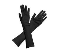 BRABOSTON Guantes de manga para mujer, longitud al codo, tela elástica, temática de los años 20, eventos nocturnos, guantes largos de elastano para mujer, Negro, Talla única