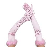 BRABOSTON Guantes largos de fiesta de boda para mujer, 55 cm de largo, guantes de fiesta, color sólido, etiqueta elástica, para conducir, elásticos, reutilizables, tamaño para mujer, guantes de manga