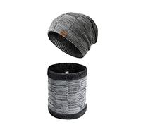 BRABOSTON Juego de bufanda de punto grueso y cálido con forro polar para conducir, ciclismo, para hombres, calentador de cuello y forro polar, gris, Talla única