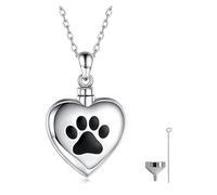 BRABOSTON Juego de collar de urna con forma de corazón, cenizas, recuerdos, colgantes de mascotas, medallones para conmemorativos, joyas, collar de plata