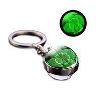 BRABOSTON Llavero luminiscente de cuatro hojas con colgante luminiscente de aleación para coche, llavero de hoja verde de la suerte para, B, Talla única