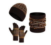 BRABOSTON Patrón de 3 piezas de polaina para el cuello, gorro, manopla, traje de punto suave, gorro de invierno, suministros más cálidos para mujer, hombre, guantes de invierno, bufanda, conjunto de