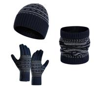 BRABOSTON Patrón de 3 piezas de polaina para el cuello, gorro, manopla, traje de punto suave, gorro de invierno, suministros más cálidos para mujer, hombre, guantes de invierno, bufanda, conjunto de