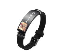 Bracciale Commemorativo Personalizzato con Foto, Cinturino in Silicone Nero con Nome Inciso, Per San Valentino, Festa del Papà, Festa Della Mamma