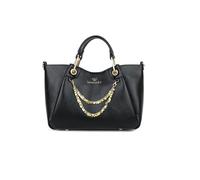 Braccialini Amy - Bolso de mano de tamaño mediano con asas dobles y correa para el hombro con logotipo, extraíble y ajustable, diseñado para acompañar con elegancia cada momento del día, Negro