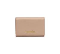 Braccialini Basic Cartera modelo continental medio, en piel de color platino con el logotipo en relieve dorado.