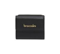Braccialini Basic Cartera modelo continental pequeño, de piel de color burdeos con el logotipo en relieve dorado.