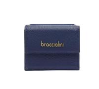 Braccialini Basic Cartera modelo continental pequeño, de piel de color dorado con el logo en relieve dorado., turquesa, Taglia Unica, Casual