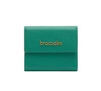 Braccialini Basic Cartera modelo continental pequeño, de piel de color dorado con el logo en relieve dorado., Verde, Taglia Unica, Casual