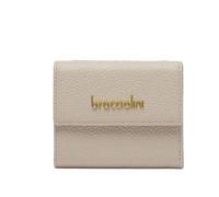 Braccialini Basic Cartera modelo continental pequeño, de piel de color dorado con el logo en relieve dorado., gris, Taglia Unica, Casual