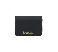 Braccialini Basic Cartera pequeña de piel de color paltino con el logotipo en relieve dorado., Negro , Talla única, Casual