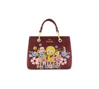 Braccialini Beth Lt Bloom - Bolso de mano mediano de material suave con aspecto de gamuza, acabado con detalles metálicos dorados y una práctica correa de hombro desmontable y ajustable para una
