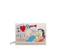 Braccialini Postales Lt Cartera pequeña con impresión dedicada a Roma y los famosos Porky y Petunia en una escena romántica frente al Coliseo., Único, Talla única, Postales Lt