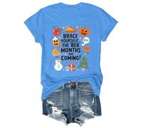Brace Yourself The BER Months are Coming - Camiseta gráfica con cuello redondo y cuello en V, Azul (carolina blue), L