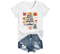 Brace Yourself The BER Months are Coming - Camiseta gráfica con cuello redondo y cuello en V, Blanco-vt-1, M