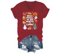 Brace Yourself The BER Months are Coming - Camiseta gráfica con cuello redondo y cuello en V, Claret-vt-1, M