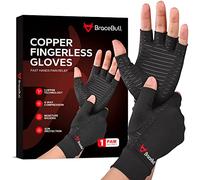 BraceBull Fingerless Compression Gloves (1 Pair), Copper Infused Arthritis Gloves for Women for Pain, Carpal Tunnel, RSI, Rheumatoid, Tendonitis, and Relieve Hand Pain for Women & Men (L, Black)