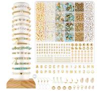 Bracelet Beads Kit, Bead Bracelet Making Kit, Perline Per Braccialetti, Incluye Cuentas Del Abecedario, Piedras Naturales, Para Adultos y Niños Para Hacer Pulseras, Collares, Pendientes (A)