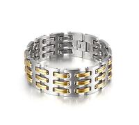Bracelet for Men Stainless Steel Bi-Colour Hollow Bracelet Bangle Great Gift for Men Length 23 cm