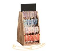 Bracelet Holder Display - Doble cara giratoria 4 niveles organizador stand | Soporte de madera para joyas con pizarra para el hogar, tocador, dormitorio, tienda, proveedor, exhibición de manualidades
