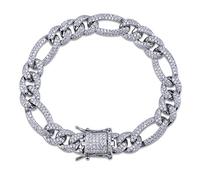 Braceleta de estilo reggaeton de hip-hop de 14k más de 925, moissanita densamente establecida para hombres, declaración audaz para hombres conscientes del estilo en cualquier ocasión, regalos para