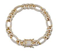 Braceleta de estilo reggaeton de hip-hop de 14k más de 925, moissanita densamente establecida para hombres, declaración audaz para hombres conscientes del estilo en cualquier ocasión, regalos para