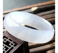 Braceletas de Brazalete de Jade para Mujeres, Hielo Natural de Joya de la Joya de brazaletes Blancos de ágate para la Esposa (tamaño: 58 mm)