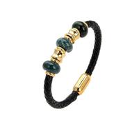 Braceletas de cristal en rugas amatistas naturales Pulsera de cuentas de piedra para mujeres Cadena de cuerda de cuero trenzado negro Accesorios de joyería de acero inoxidable de acero inoxidable