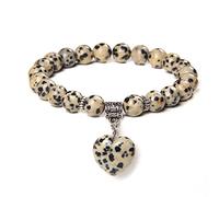 Braceletas Naturales de 8 mm Peeds Mujeres Mujeres para Hombres Parejas, sin kaite, 21 cm (Color: dalmación, tamaño: 23 cm)