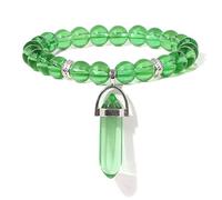 Braceletas Naturales de 8 mm Peotas Mujeres Pulseras para Hombres Parejas, Unkaite, 21 cm Hogar (Color: Cristal Verde, tamaño: 21 cm)
